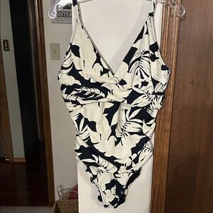 Tribal Black & Cream Tropical Print Kids One-Piece